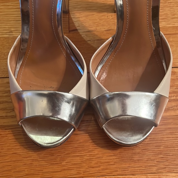 Schutz Open Toe Ankle Strap Leather Heel white and silver size 7.5 4.5in heel - Picture 4 of 9